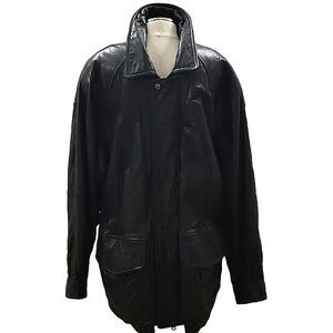 Andrew Marc Soft Black leather Field Jacket - Vintage, drawstring, Men's SZ L